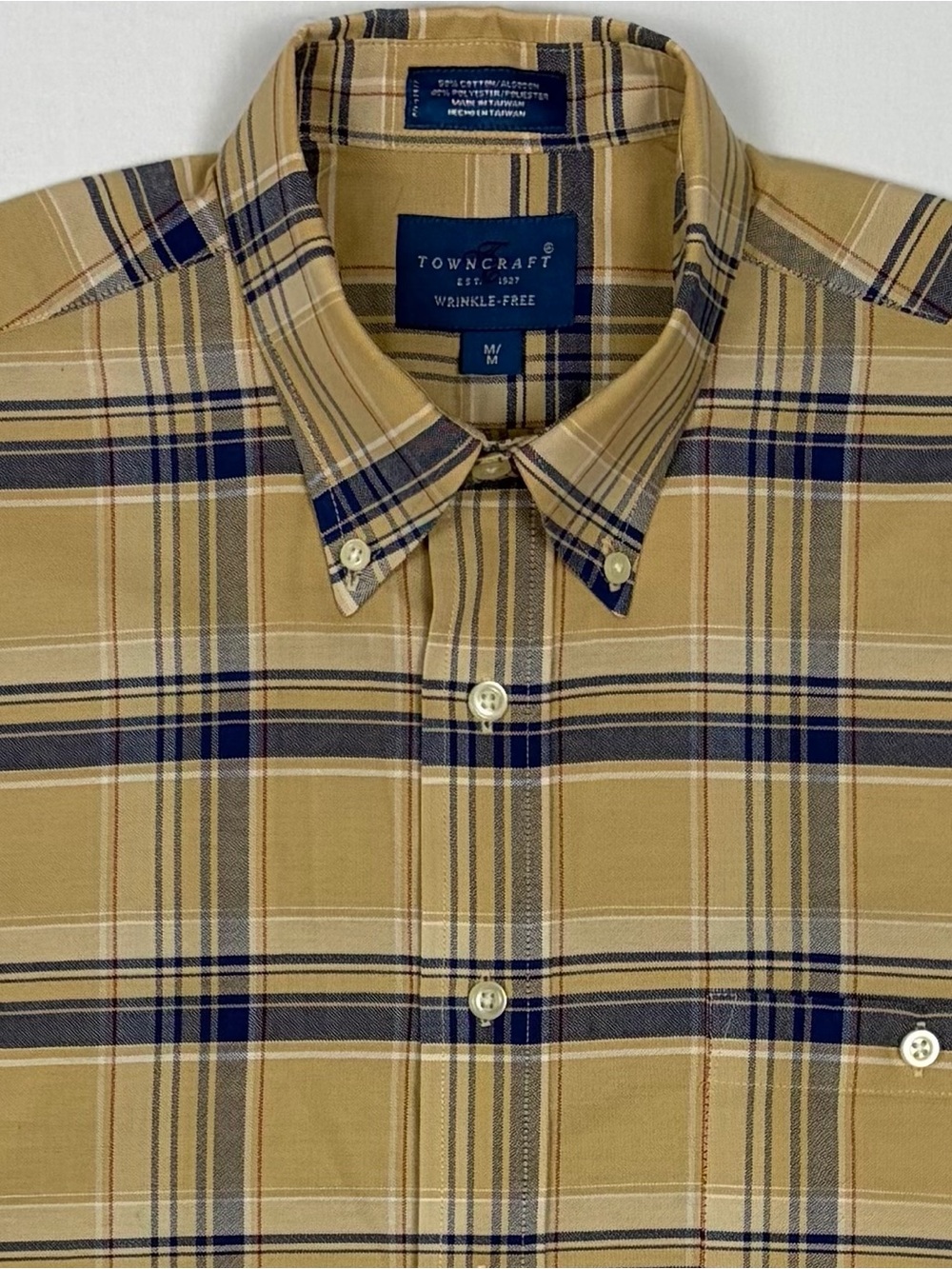 Vintage JC PENNY Towncraft Button Up Shirt Men’s L Plaid 80’s
